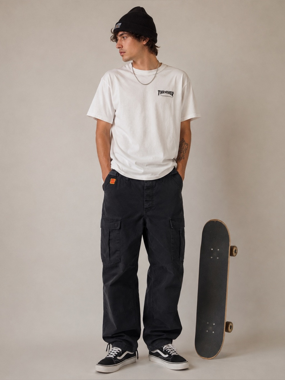 EMPYRE • Men’s Black Cargo pants Skater Grunge Y2k Double Knee